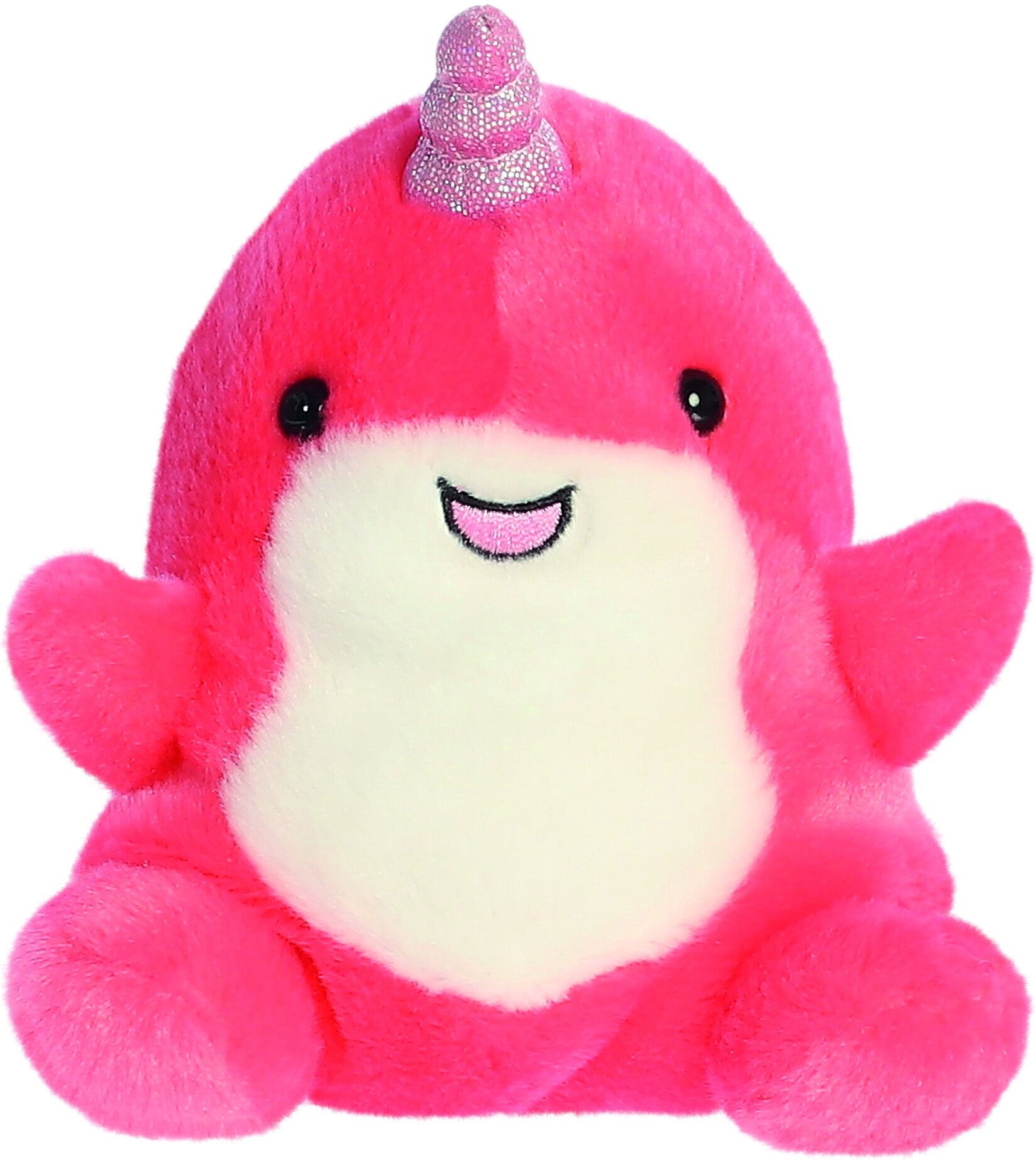 Palm Pals Nia Narwhal 5in Plush Soft Toy by Aurora - Pink - 5 in