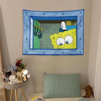 Inspired Finds Potdemiel SpongeBob Octopus Brother Cartoon Hanging Tapestry For Bedroom Decor 47.24x70.87 In spongebob