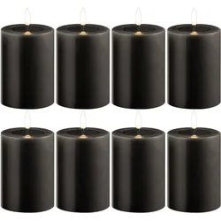 Novaliv, LED Kerzen, 8 Pack kleine LED Stumpenkerze mit Timer grau - 7,5cm ø 10cm Höhe - 2 AA Batterien nötig LED (8x)