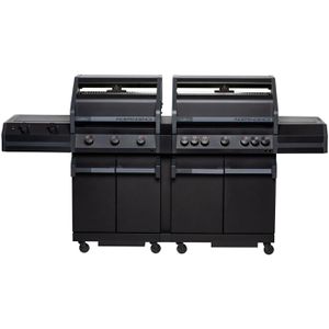 Grillfürst Gasgrill Independence P830E, schwarz, 8 Brenner, Edelstahl, mit Thermometer und Ablagen, 23,2 KW