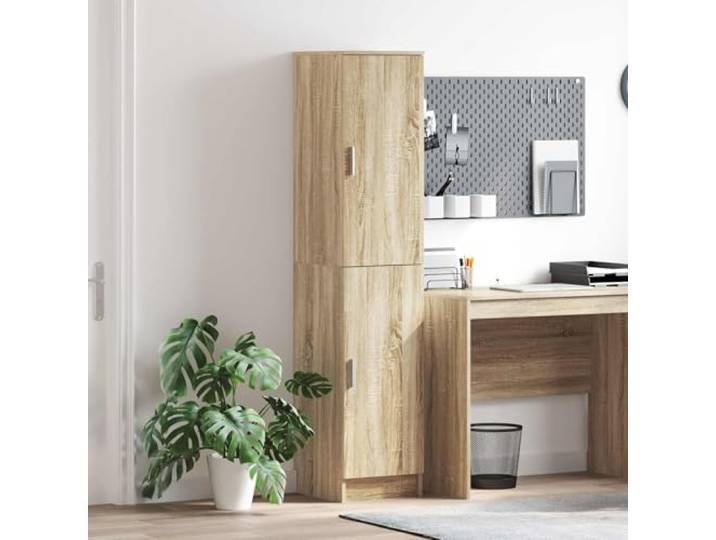 Highboard Sonoma-Eiche 35 x 39 x 168 cm Holzwerkstoff Stauraumschrank Rechteckig, minimalistisch, glatte Oberfläche, verformungsbeständig, tiefe Fächer, Montage zu zweit