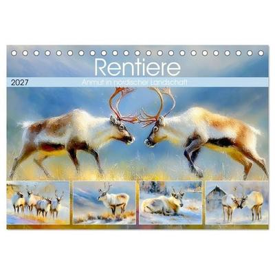 Rentiere. Anmut in nordischer Landschaft (Tischkalender 2027 DIN A5 quer), CALVENDO Monatskalender