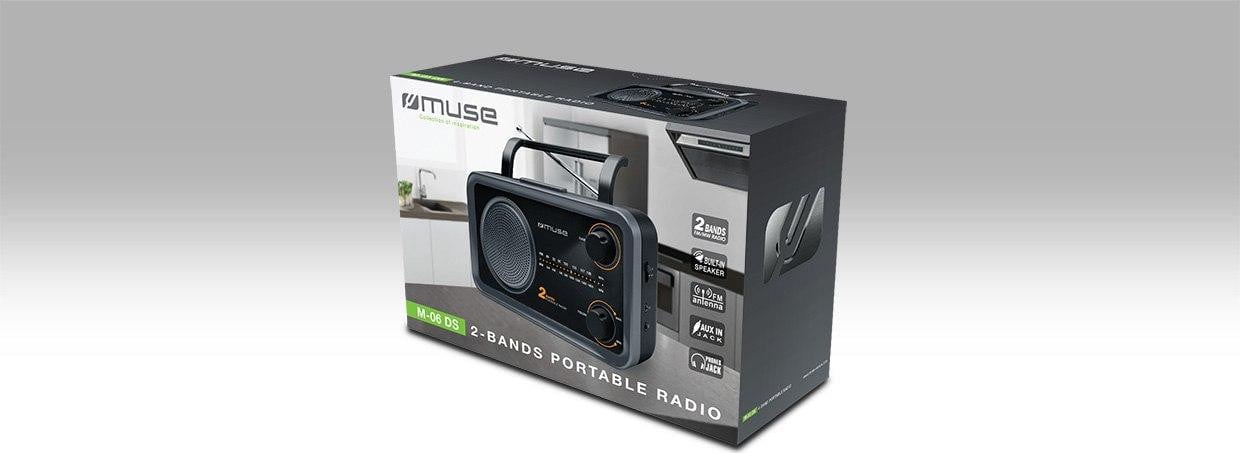 Muse M-06DS Draagbare Analoge Radio met FM en MW, Zwart-Grijs