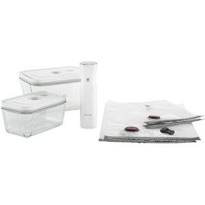 Zwilling Vakuumiergerät Fresh & Save, Starter Set, 7-teilig, Handvakuumierer, Glas, 0,9 und 2 Liter