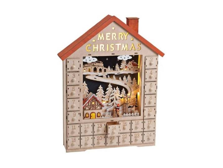 Adventskalender Adventskalender Haus mit Beleuchtung , beige (bunt), B:38cm H:49cm, Adventskalender, Adventskalender