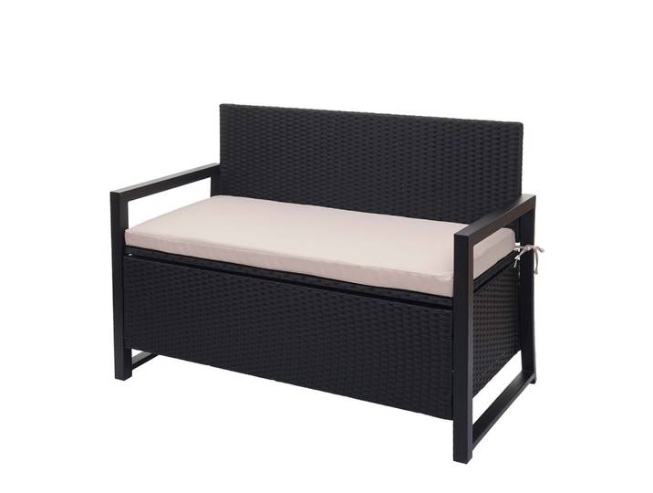POLY-RATTAN 2ER SITZBANK Anthrazit, Beige
