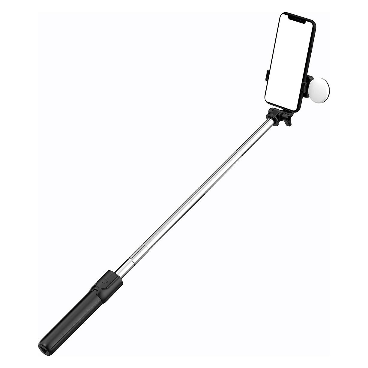 Hurtel Selfie stick WR1YXS telescopic tripod 0.71m with round lamp - black (1404978613)