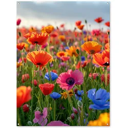 GARTENPOSTER Blumen - Mohnblumen - Farbenfroh - Natur Gartendekoration 120x160 cm