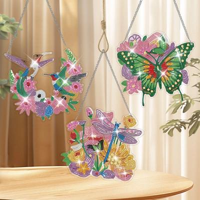 Drop Dash Deals DIY Diamond Painting Ornaments Hanging Set Butterfly Dragonfly Hummingbird Art Decor DIY Diamond Painting Ornaments Hanging Set Butterfly Dragonfly Hummingbird Art Decor