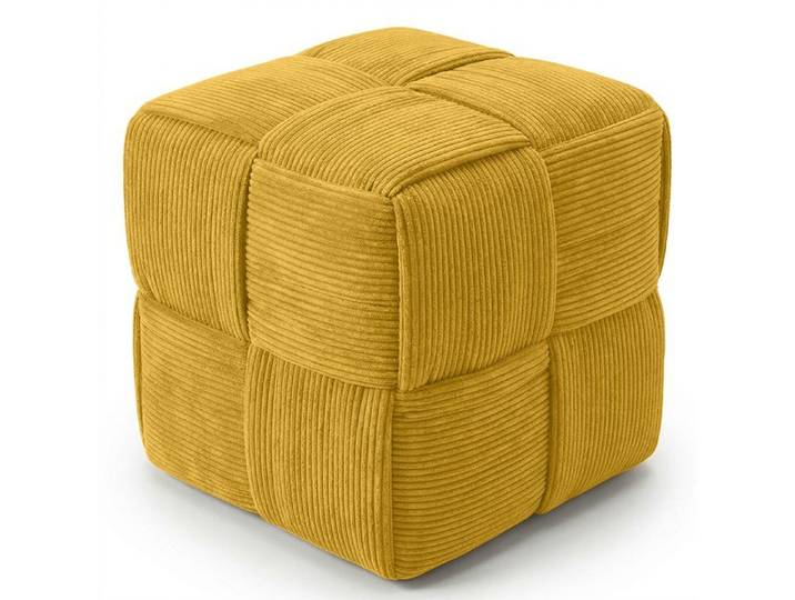 Pouf carré tapissé en velours côtelé - Design moderne - Kosita Moutarde