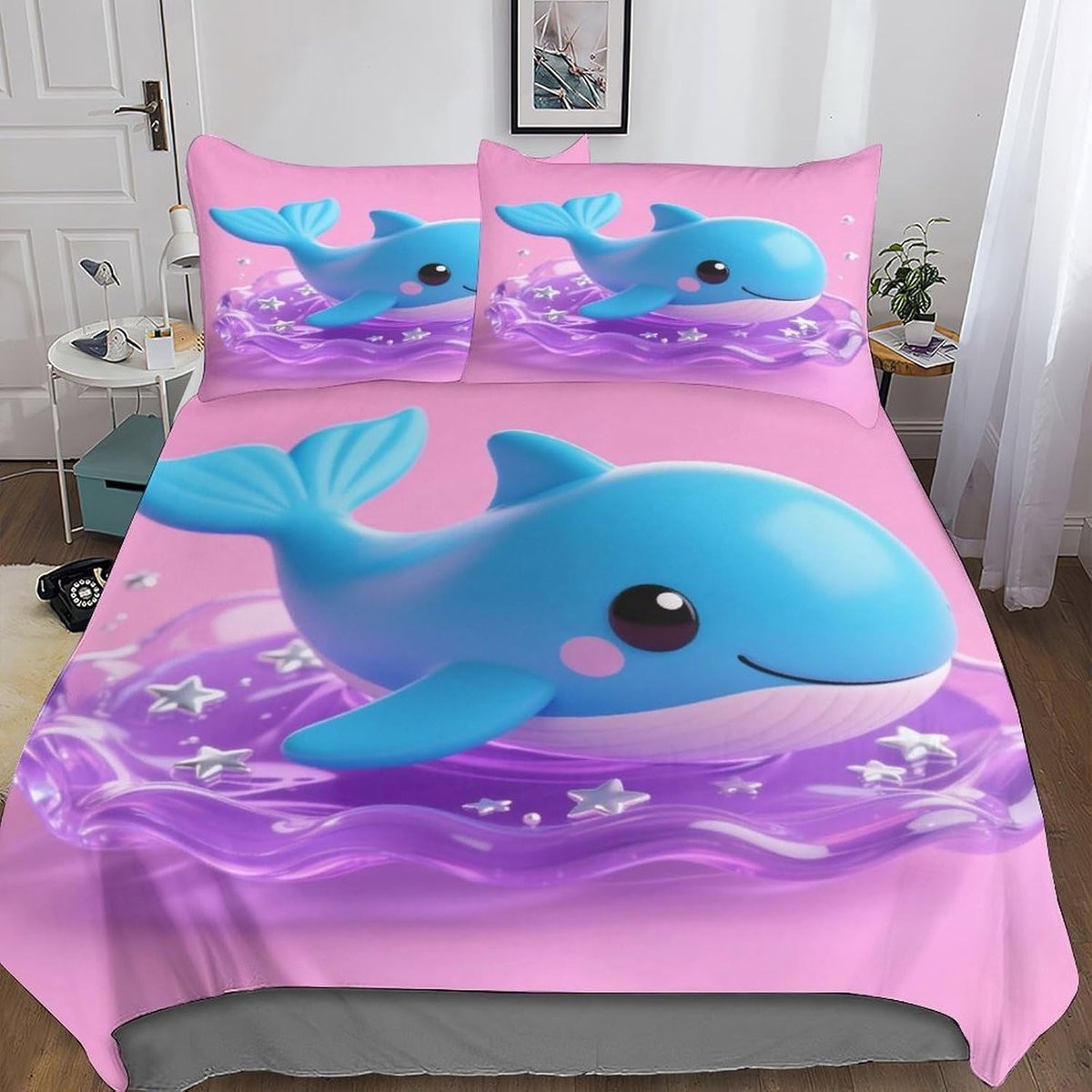 Dekbedovertrek Set met 3D Walvis Print voor Volwassenen, 200x200 cm