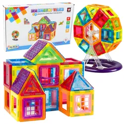 Magnetbaustein-Set, pädagogisch wertvoll, bunt, 70-teilig