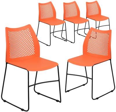 5 Pack 661 lb. Capacity Stack Chair with Air-Vent Back and Sled Base