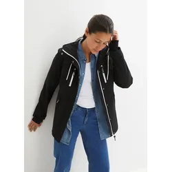 bonprix wasserabweisende Softshelljacke, schwarz, Gr.48, praktische Übergangsjacke aus wasserdichtem Material, ohne versiegelte Nähte, mit Reißverschlusstaschen, bequem geschnitten, aus Softshell