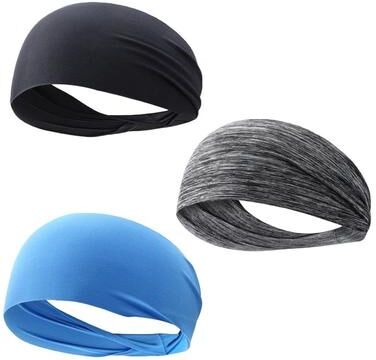 Useful Little Things Men's Athletic Sweat Absorbing Headband For Running, Fitness, And Yoga black Blue Grey