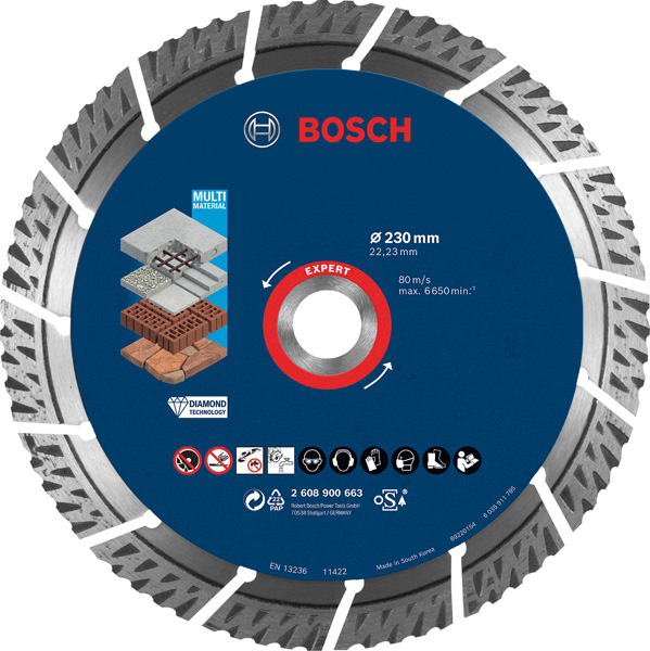 Bosch EXPERT MultiMaterial Diamanttrennscheiben, 230 x 22,23 x 2,4 x 15 mm 2608900663