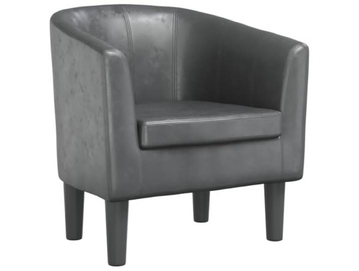 Fisinber Clubsessel Grau Kunstleder Polstersessel 70x56x68 cm Bequemer Loungesessel mit Polsterung für Schlafzimmer und Büro, pflegeleichte Oberfläche für den Alltag.