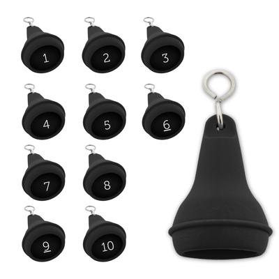 CombiCraft Mayfair Schlüsselanhänger Schwarz 70x40 mm - 10er Pack mit den gravierten Zahlen 1-10