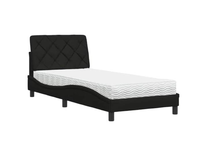 PUGYNBK Bett mit Matratze, 90 x 190 cm, Schwarz Lattenrost, stabile Beine, Memory-Schaum, Bezug aus Polyester