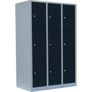ClassiX Schließfachschrank X-523338, anthrazit, 9 Fächer, Stahl, 119 x 180cm, mit Zylinderschloss