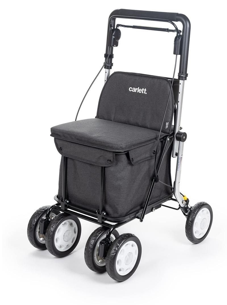 Rollator-Einkaufswagen - 4 Räder - Sitzgelegenheit - Grau