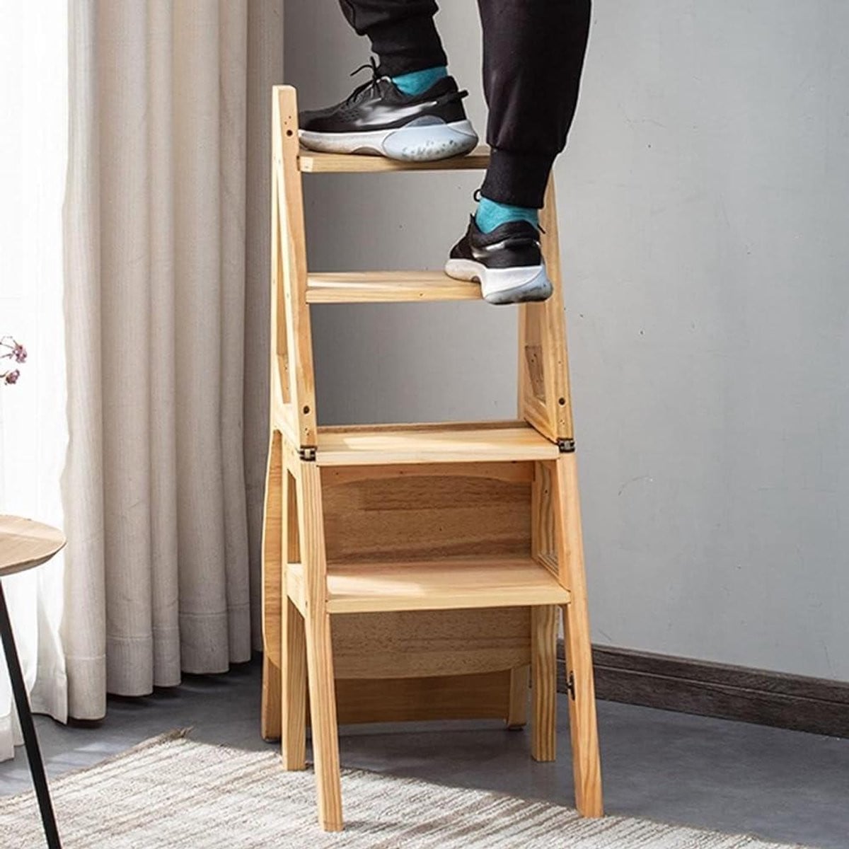 Houten Ladderstoel Klapkruk Opstapkruk Houtkleur