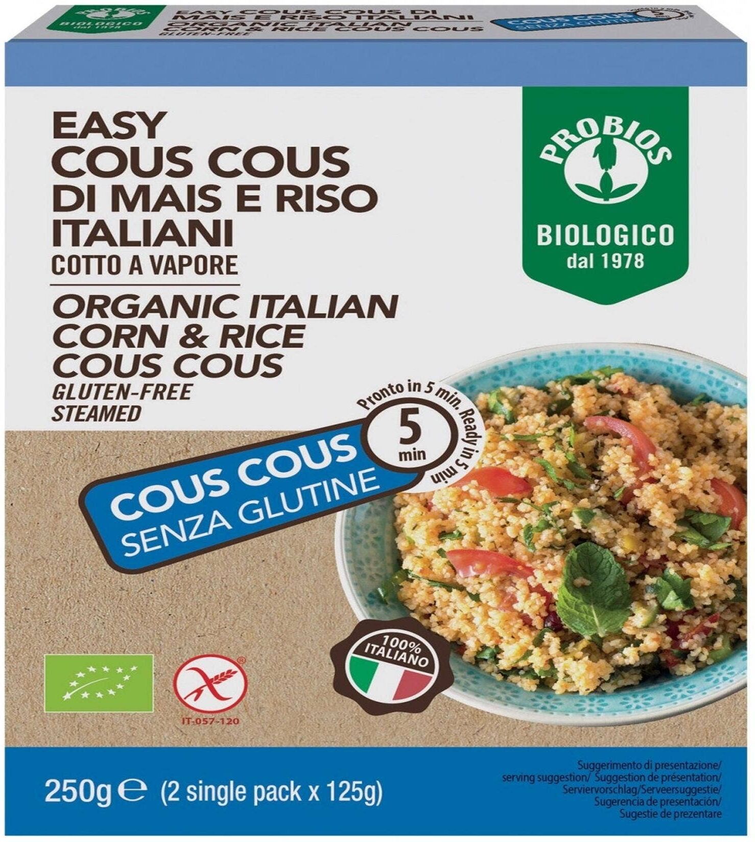 PROBIOS Easy Cous Cous Di Mais E Riso Italiani 250 Grammi 