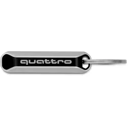 Audi Schlüsselanhänger quattro schwarz/silber 3182100500 - 62 x 14.5 x 8 mm