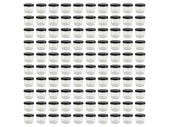 Vitrea 200x Marmeladengläser 230 ml - mit Deckel Schwarz TO 82 - Einmachgläser zum befüllen mit Schraubdeckel - Sturzgläser für Marmelade Schraubgläser - leere Gläser - 200 Stück