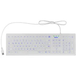 KeySonic Tastatur Full Size Hygiene Industrietastatur für Windows (DE, Kabelgebunden), Tastatur, Weiss