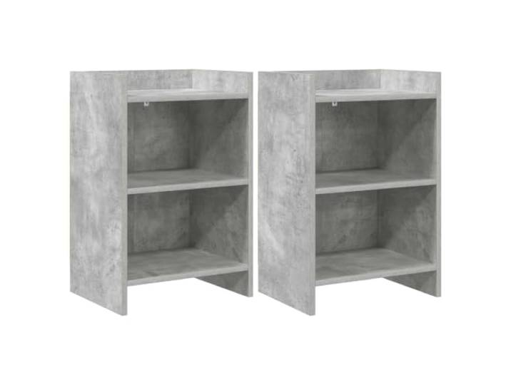 Favemtsl 2er Set Nachttische Betongrau 40x30x60 cm Holzwerkstoff Kompakte Beistelltische fürs Schlafzimmer mit Fach für Buch und Lampe. Glatte Oberfläche ist pflegeleicht und stabil.