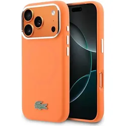 Lacoste 17 Pro Back-Cover hul - MagSafe - Metal Edges And Logo - Orange (Apple iPhone 17 Pro), Smartphone Hülle, Orange