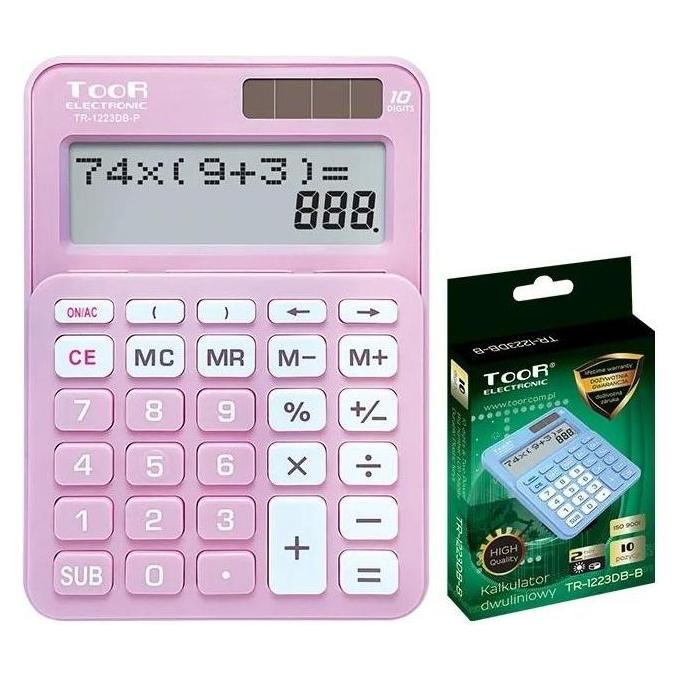 Toor Electronic Rechner Bilinearer 10-stelliger Rechner TR-1223DB-P TOOR (Batteriebetrieb, Solarenergie) (364827)