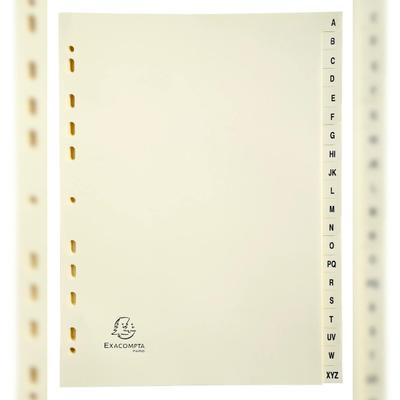 Exacompta 1120E 10x Register mit bedruckten Taben aus Karton 155g/qm, 20 Positionen Taben A-Z, für Format DIN A4 - Elfenbein