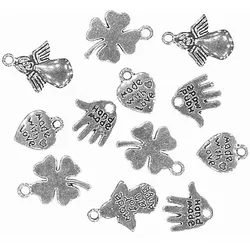 Anhänger "Glück", silber, 12–17 mm, 12 Stück
