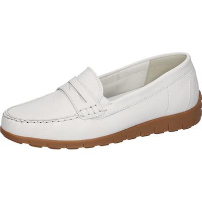 Mokassin WALDLÄUFER "H-LUCY", Damen, Gr. 4 (37), Leder, weiß, Nappaleder, unifarben, Schuhe Mokassin, Halbschuh, Slipper, Schlupfschuh, mit Zierriegel, Komfortweite H
