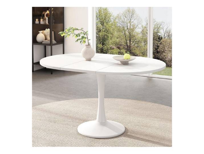 LuxusKollektion Esstisch Esstisch Ausziehbar Oval 100140x100x75cm Freizeittisch Weiß (1-St)