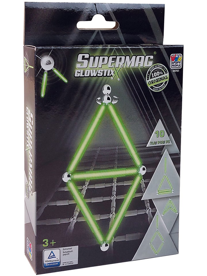 10tlg. Magnetbauset "Supermag Glowstix" - ab 3 Jahren - onesize