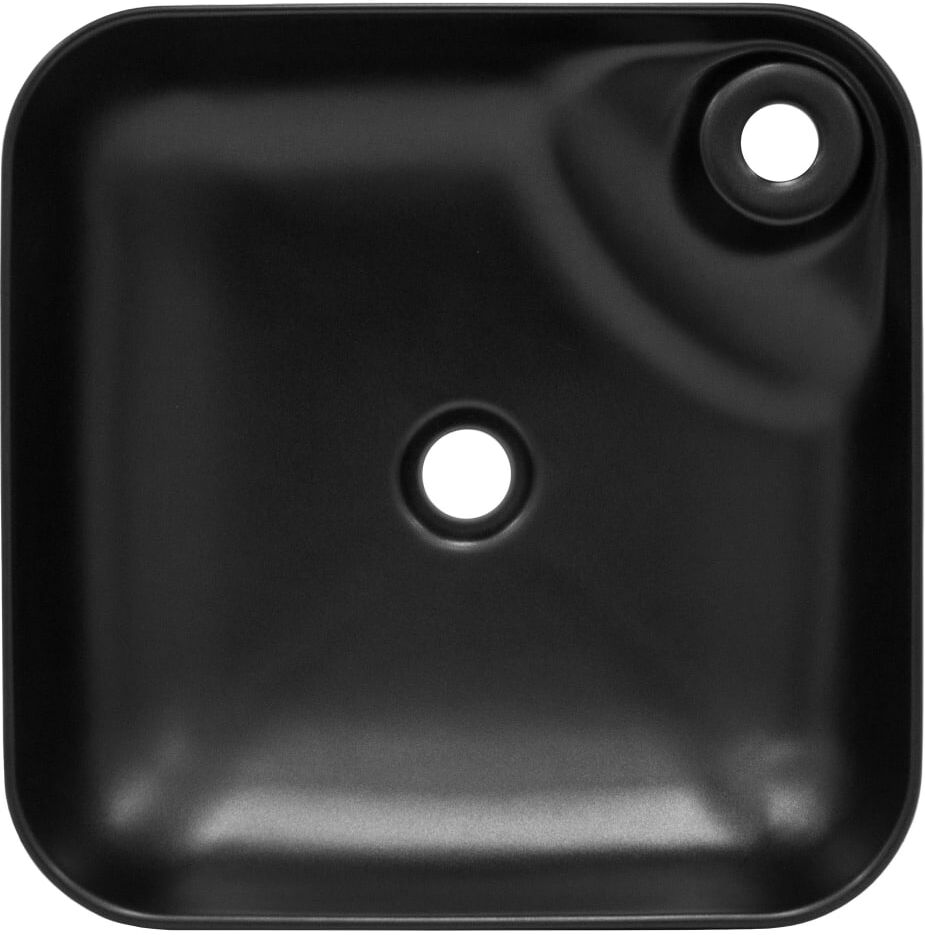 ECD Germany Lavabo negro cerámica cuadrado fregadero sobremesa