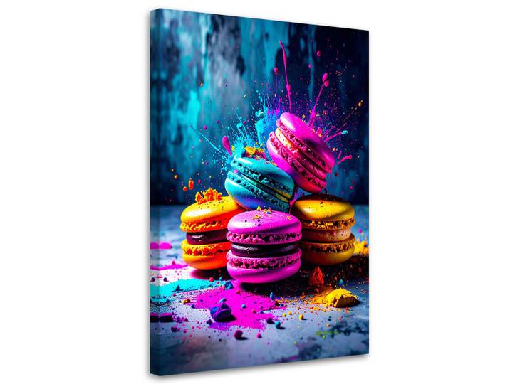 Feeby Leinwandbild Bunte Macarons 60x90cm, Mehrfarbig, Essen/Getränk, Rechteckig, 60x90 cm, Bilder & Rahmen, Bilder, Leinwandbilder