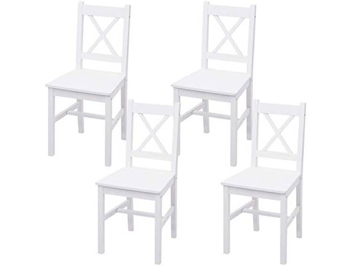 Mendler 4er-Set Esszimmerstuhl HWC-F77 Massiv-Holz - weiß