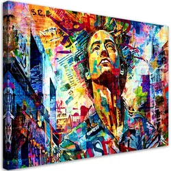 LEINWANDBILD Männchen Bunte Abstraktion 90x60cm