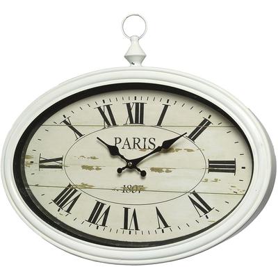 Wanduhr AMBIENTE HAUS "Paris Wanduhr - weiß 34x50cm", weiß, B:50cm H:34cm T:5cm, Wanduhren, Wanduhr