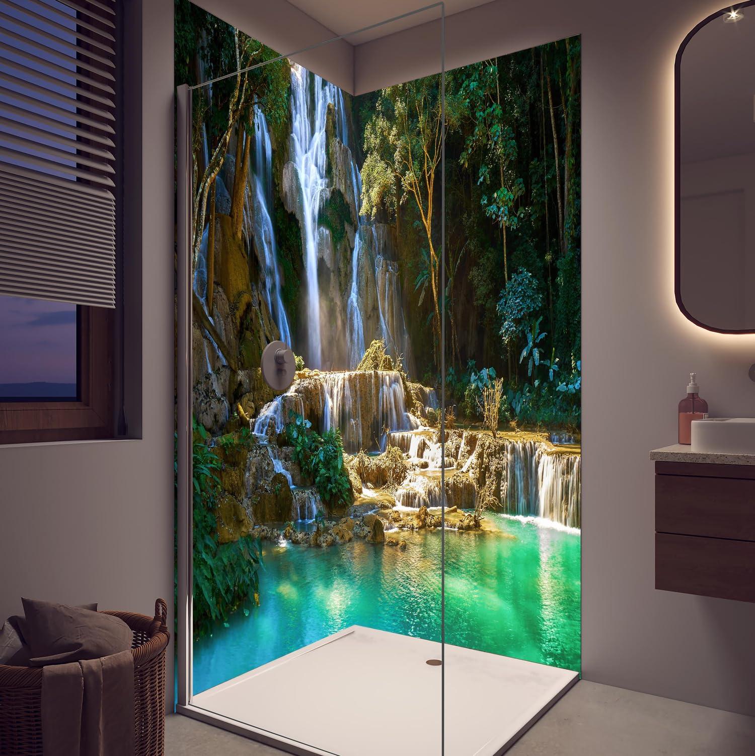 Duschrückwand - Wandverkleidung für Dusche aus Acryl 0,3 cm - 120 x 200 cm - Urlaub am Strand in Seychellen