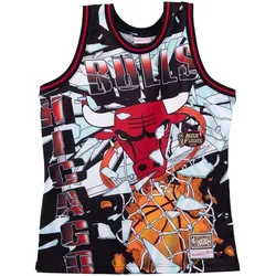 Mitchell & Ness, Herren, Sportshirt, M&N Big Face 6.0 Fashion Tank Top Jersey Chicago Bulls - L (L), Schwarz