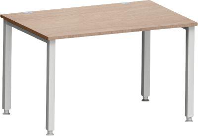 Schreibtisch MODENA FLEX, Quadrat, 4-Fuß Quadratrohr, B 1200 x T 800 x H 720-820 mm, Eiche/weißaluminium