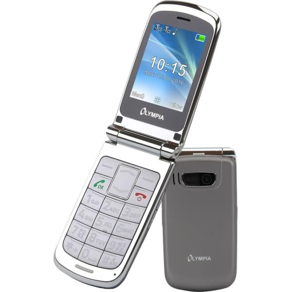 Olympia Senioren Comfort mobiele telefoon met duale SIM-functie en grote toetsen, zilver
