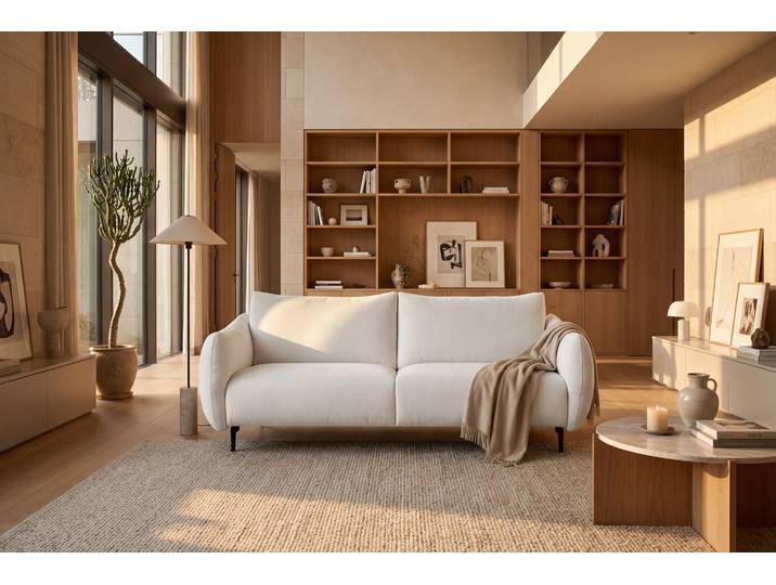 2,5-Sitzer Sofa Beige Webstoff Stormy 191 x 75 x 96cm Modern