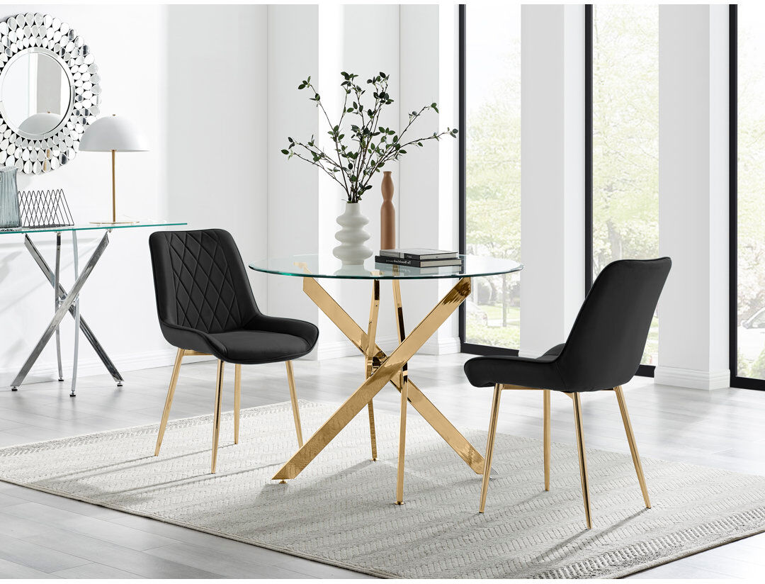 Canora Grey Bernell 2 -Person Glass Dining Set Black 2