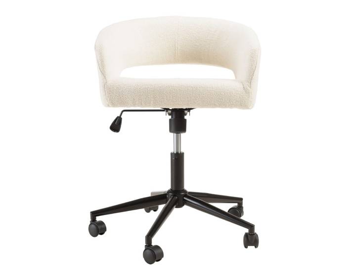 Chaise de bureau à roulettes en tissu écru dossier ouvert
